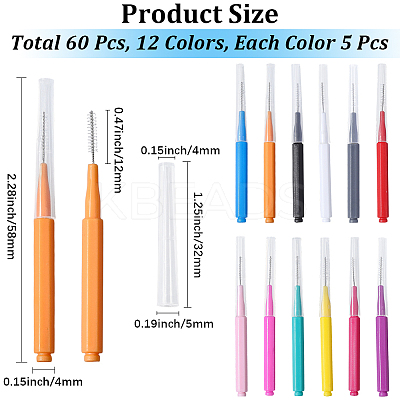 60Pcs 12 Colors Plastic Cleaning Brushes AJEW-CN0004-01-1