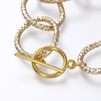 Aluminum Textured Cable Chain Bracelets & Necklaces Jewelry Sets SJEW-JS01094-03-1