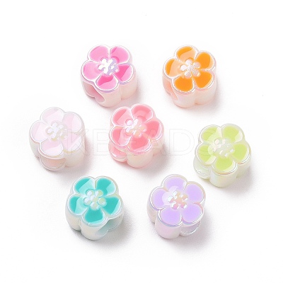 UV Plating Rainbow Iridescent Acrylic European Beads X-SACR-E009-40-1