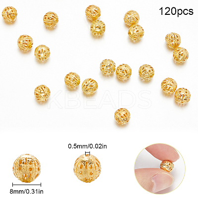 120Pcs Brass Filigree Beads KK-SC0005-16-1