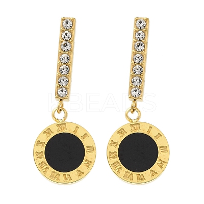 Ion Plating(IP) Stainless Steel Inlay Rhinestone & Enamel Stud Earrings for Women EJEW-M024-04G-1