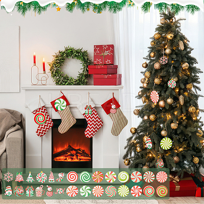Christmas Wooden Pendant Decorations and Paper Flag Banners AJEW-NB0006-09-1