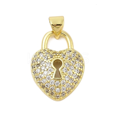 Heart Rack Plating Brass Micro Pave Cubic Zirconia Pendants KK-Z074-53G-1