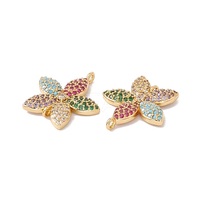 Rack Plating Brass Micro Pave Colorful Cubic Zirconia Pendants ZIRC-C040-26G-1