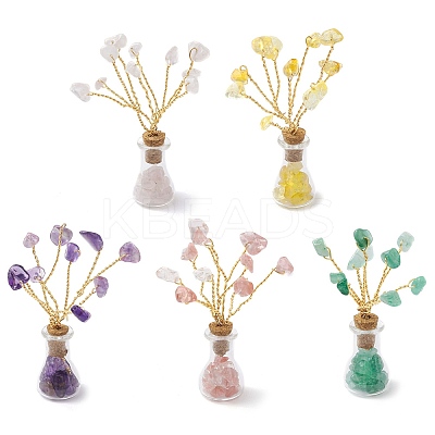 Natural Mixed Gemstone Chips Tree of Life Decorations AJEW-JD00013-1