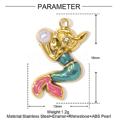 304 Stainless Steel Enamel Pendants STAS-OY001-51G-1