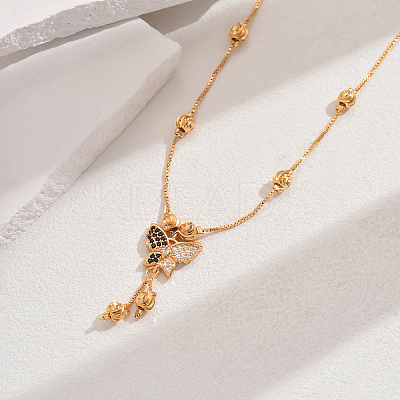 Fashionable Brass Pave Cubic Zirconia Butterfly Pendant Necklaces CT9950-5-1