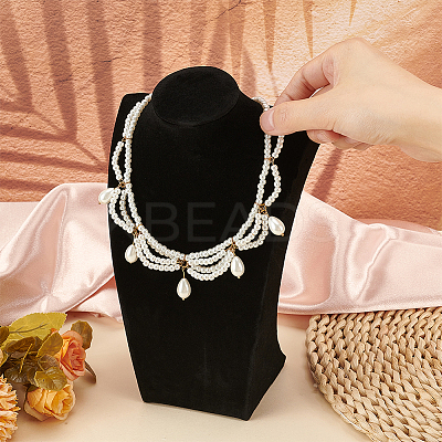 Velvet with Wood Bust Necklace Display Stands NDIS-WH0016-06-1