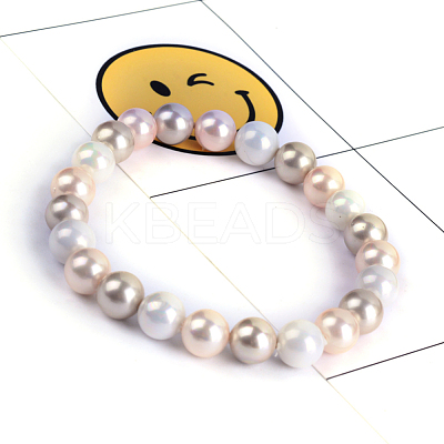 Shell Pearl Stretch Bracelets BJEW-Q674-8mm-01-1