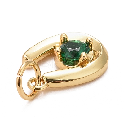 Rack Plating Brass Green Cubic Zirconia Pendants KK-M229-27G-1