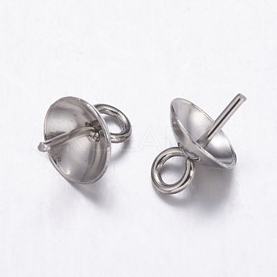 304 Stainless Steel Cup Pearl Peg Bails Pin Pendants STAS-K146-001-3mm-1