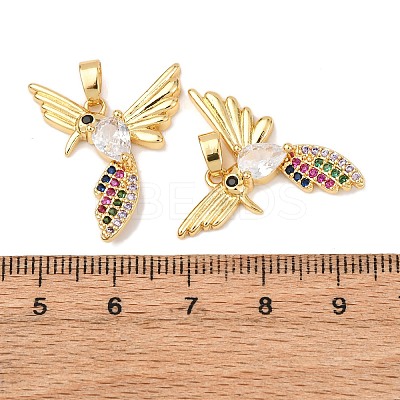Brass Micro Pave Colorful Cubic Zirconia Pendants KK-G543-04G-03-1