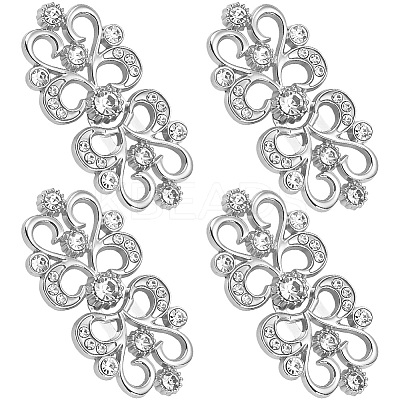 4Pcs Flower Alloy Crystal Rhinestone Adjustable Jean Button Pins FIND-CY0002-27P-1