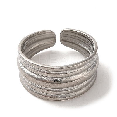 Non-Tarnish 304 Stainless Steel Open Cuff Ring RJEW-C068-03B-P-1