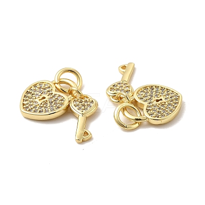Brass Micro Pave Clear Cubic Zirconia Charms KK-E068-VB178-1