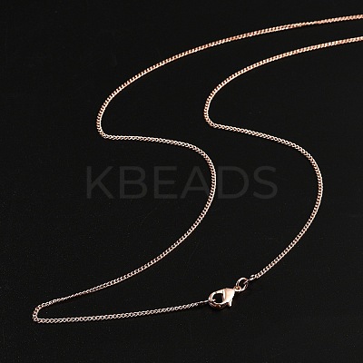1mm Rack Plating Brass Curb Chain Necklaces for Women Men MAK-L044-26RG-1