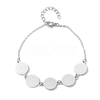 Religion 304 Stainless Steel Link Bracelets for Women LS-BJEW-F524-03P-1