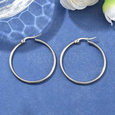 Tarnish Resistant 304 Stainless Steel Hoop Earrings EJEW-F105-08P-1
