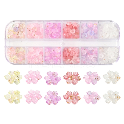 420Pcs 6 Colors Frosted Transparent Acrylic Beads OACR-FS0002-17B-1