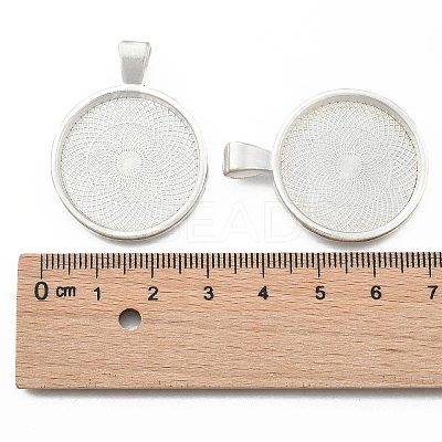 Flat Round Alloy Pendant Cabochon Settings PALLOY-A15654-S-NF-1