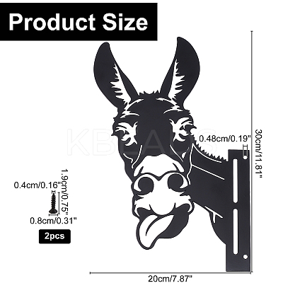 Iron Peeping Donkey Metal Art Farm Garden Decor DJEW-WH0063-05-1