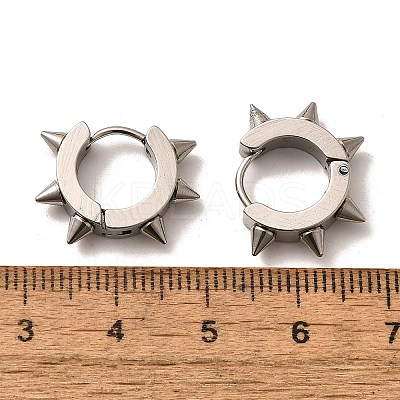 Tarnish Resistant 201 Stainless Steel Spike Hoop Earrings with 304 Stainless Steel Pins EJEW-A098-04P-1