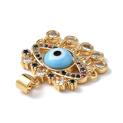 Lampwork Evil Eye Pendants with Colorful Cubic Zirconia ZIRC-L102-13G-05-1