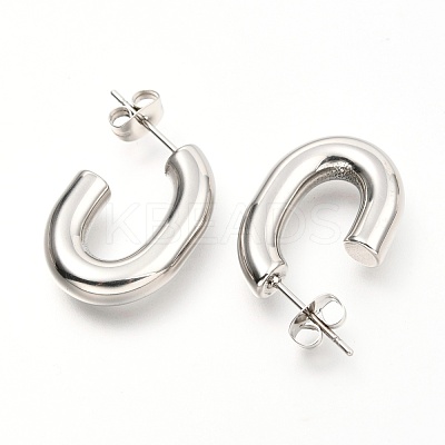 Tarnish Resistant 201 Stainless Steel Half Hoop Earrings EJEW-C501-16P-A-1