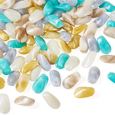 100Pcs 5 Colors Opaque Acrylic Beads OACR-TA0004-98-1