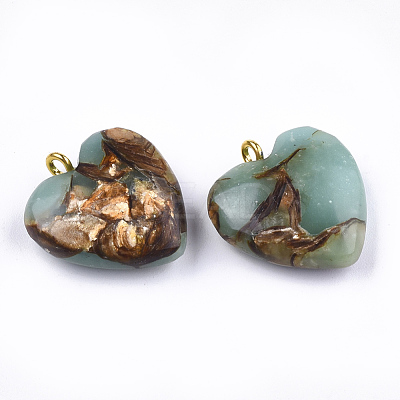 Assembled Bronzite and Aqua Terra Jasper Pendants X-G-T111-04B-1