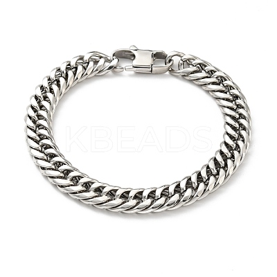 Non-Tarnish 201 Stainless Steel Cuban Link Chains Bracelet for Men Women BJEW-H550-07B-P-1