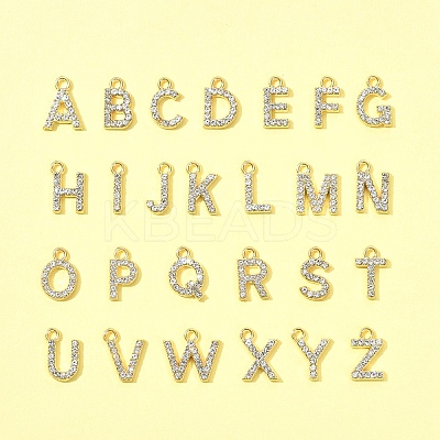 26Pcs 26 Styles Golden Tone Alloy Rhinestone Pendants FIND-FS0003-26-1