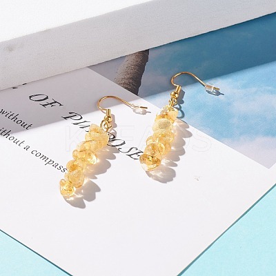 Natural Citrine Chip Beaded Dangle Earrings EJEW-JE04788-10-1