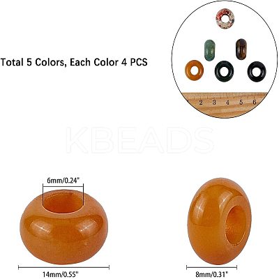 Natural Brecciated Jasper & Yellow Jade & Tiger Eye & Indian Agate & Black Agate(Dyed & Heated) European Beads G-NB0001-42-1