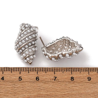 Brass Conch Stud Earrings EJEW-H165-01C-P-1