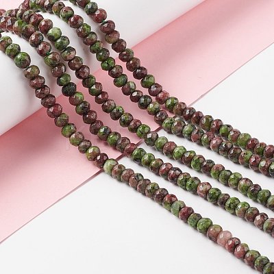 Dyed Natural Sesame Jasper/Kiwi Jasper Rondelle Beads Strands G-E316-A05-1