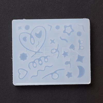 Line & Flat Round & Heart & Star & Flower & Moon Filling Silicone Molds DIY-M029-08-1