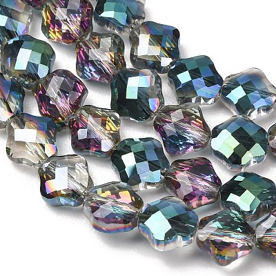 Electroplate Transparent Glass Beads Strands GL-CBA7A17-02A-13-1