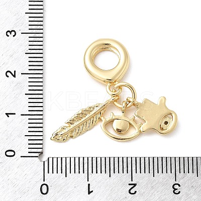 Brass Micro Pave Clear Cubic Zirconia European Dangle Charms KK-C138-06G-1