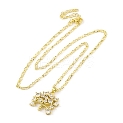 Brass Pave Clear Cubic Zirconia Pendant Necklaces for Women LS-NJEW-S430-03G-02-1