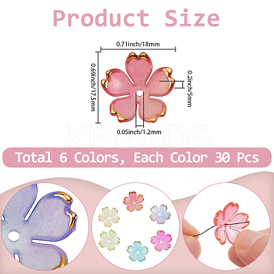 180Pcs 6 Colors Acrylic Bead Caps OACR-PA0001-15-1