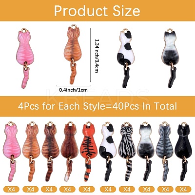 40Pcs 10 Styles Rack Plating A1lloy Enamel Pendants ENAM-SZ0004-04-1
