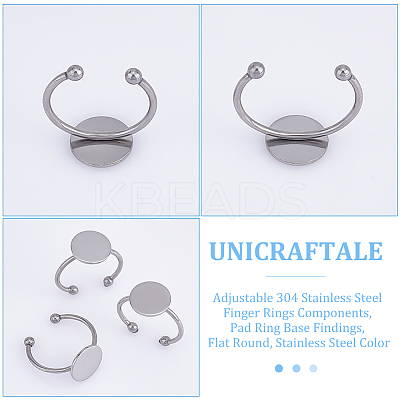 30Pcs Adjustable 304 Stainless Steel Finger Rings Components STAS-UN0059-79B-1