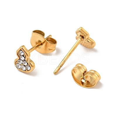 Rhinestone Gourd Stud Earrings with 316 Surgical Stainless Steel Pins EJEW-A081-04G-1