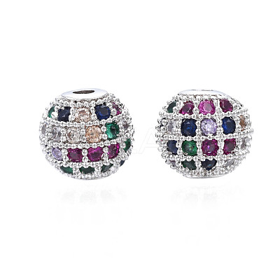 Rack Plating Brass Cubic Zirconia Beads ZIRC-S001-8mm-C03-1