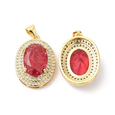 Real 16K Gold Plated Brass Micro Pave Cubic Zirconia Pendants ZIRC-L103-061G-02-1