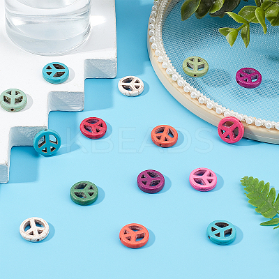 100Pcs Peace Sign Synthetic Turquoise Beads DIY-SC0015-52-1