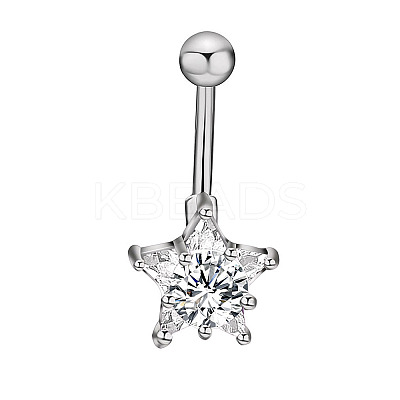 Clear Cubic Zirconia Belly Button Rings WG9960A-15-1