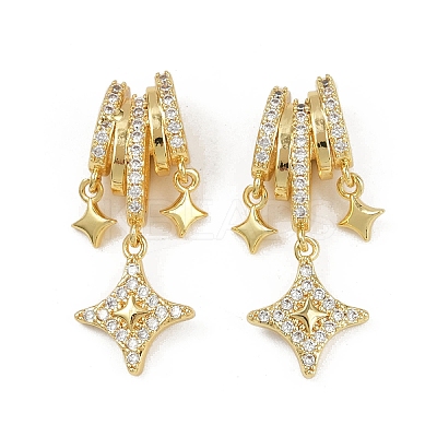 Brass Micro Pave Clear Cubic Zirconia Pendants X-KK-C093-23G-1