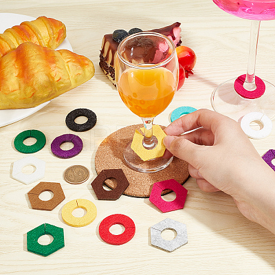 24Pcs 2 Style 12 Colors Felt Wine Glass Charms AJEW-BC0003-68-1